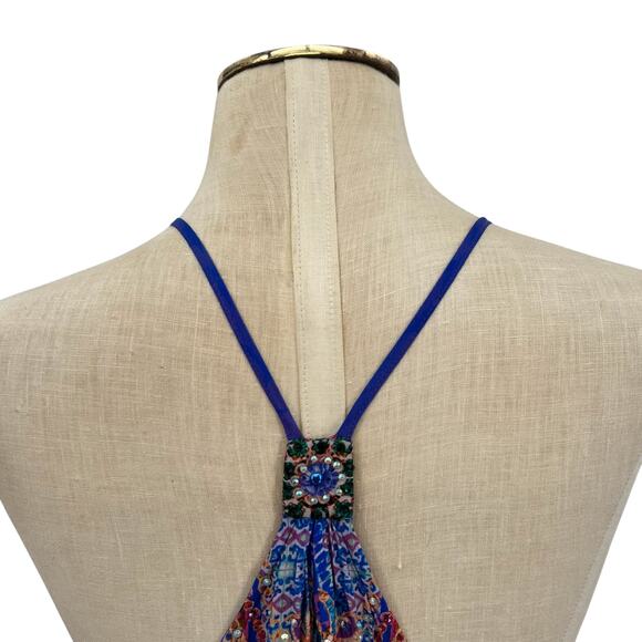 Czarina It's A Feeling Midi Boho Dress Embellished Purple Blue Size Medium - Picture 10 of 16
